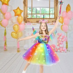 Unicorn Dress for Girls with LED Light Up Princess Dresses for Girls Birthday Halloween Party Decorations $43.56 Kids' Costumes