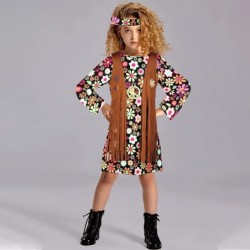 Kids Hippie Costume Set for Girls 60s 70s Hippie Dress Peace Sign Hippie Party Accessories for Halloween Cosplay Party $40.70...