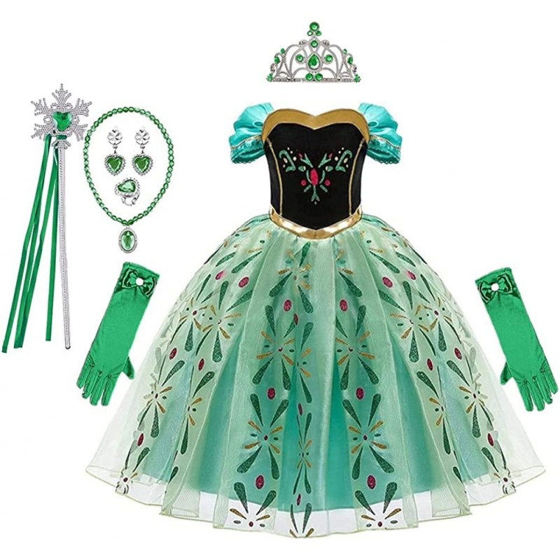 Girls Anna Princess Costume Frozen Elsa Snow Queen Dress Halloween Cosplay Xmas Birthday Party Gown (w/Accessories) $57.02 Ki...