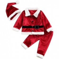 Toddler Baby Boys Girls Santa Costume Velvet Long Sleeve Christmas Jacket + Long Pants +Xmas Hat 3pcs Sets $46.21 Kids' Costumes