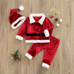 Toddler Baby Boys Girls Santa Costume Velvet Long Sleeve Christmas Jacket + Long Pants +Xmas Hat 3pcs Sets $46.21 Kids' Costumes