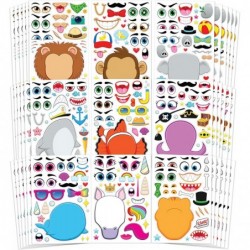 36 PCS Make-a-face Sticker Sheets Make Your Own Animal Mix and Match Sticker Sheets with Safaris Sea and Fantasy Animals Kids...