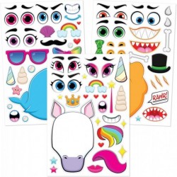 36 PCS Make-a-face Sticker Sheets Make Your Own Animal Mix and Match Sticker Sheets with Safaris Sea and Fantasy Animals Kids...