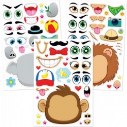 36 PCS Make-a-face Sticker Sheets Make Your Own Animal Mix and Match Sticker Sheets with Safaris Sea and Fantasy Animals Kids...