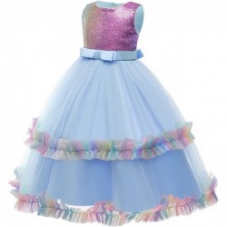 Girl's Unicorn Rainbow Long Tulle Dress Wedding Birthday Princess Carnival Party Performance Dance Pageant Ball Gowns $32.55 ...