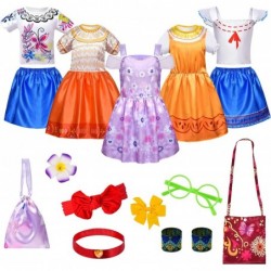 5 Sets Encanto Dress for Girls Mirabel Princess Dress Up Trunk Kids Isabela Luisa Dolores Pepa Halloween Costume Clothes Litt...