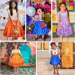 5 Sets Encanto Dress for Girls Mirabel Princess Dress Up Trunk Kids Isabela Luisa Dolores Pepa Halloween Costume Clothes Litt...