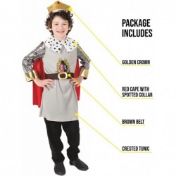 Kids King Costume Childrens Royal Robes Historical Ruler Crown Outfit $46.97 Kids' Costumes