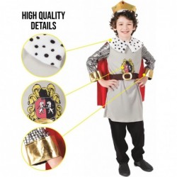 Kids King Costume Childrens Royal Robes Historical Ruler Crown Outfit $46.97 Kids' Costumes