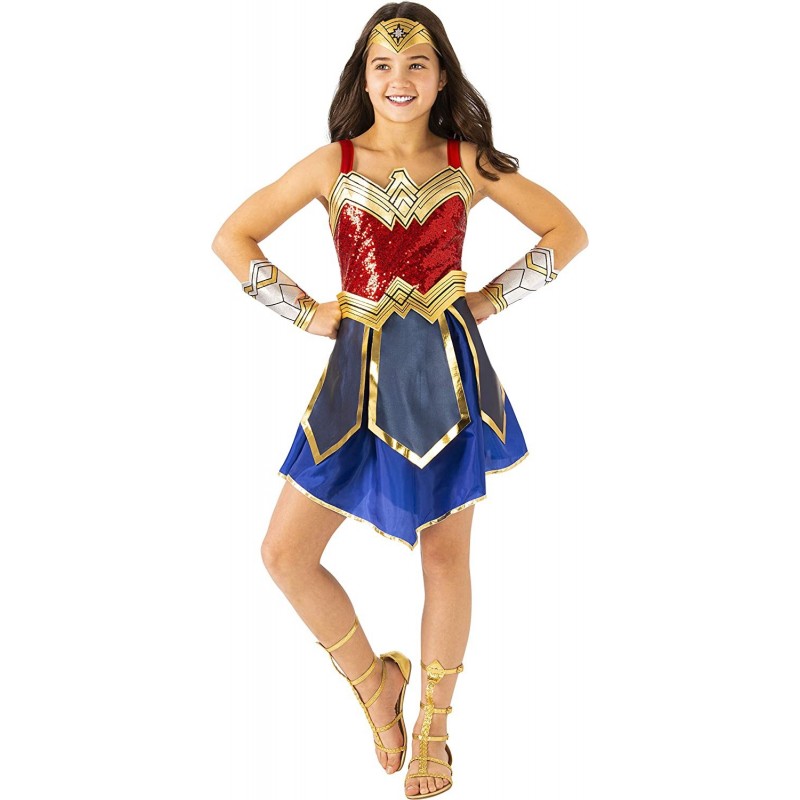 Rubie's Girl's DC Comics WW84 Deluxe Wonder Woman Costume Dress with Gauntlets and Tiara $65.94 Kids' Costumes