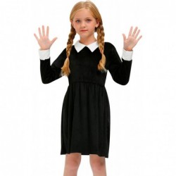 Halloween Girls Velvet Peter Pan Collar Swing Black Dress 4-12 Years $47.99 Kids' Costumes