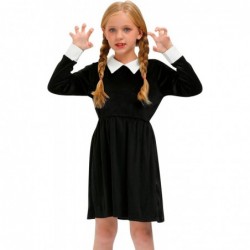 Halloween Girls Velvet Peter Pan Collar Swing Black Dress 4-12 Years $47.99 Kids' Costumes