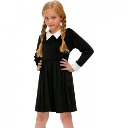 Halloween Girls Velvet Peter Pan Collar Swing Black Dress 4-12 Years $47.99 Kids' Costumes