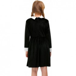 Halloween Girls Velvet Peter Pan Collar Swing Black Dress 4-12 Years $47.99 Kids' Costumes