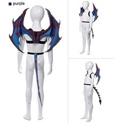 Halloween Dragon Costume Cosplay Carnival Wings Tail Accessory for Kids（Purple） $50.58 Kids' Costumes