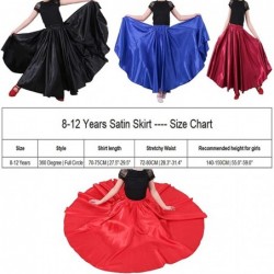 Long Full Circle Satin Tea Ankle Length Flowy Swing Dance Costume Cosplay Skirt for School Children Girls 8-12 Years $36.21 K...