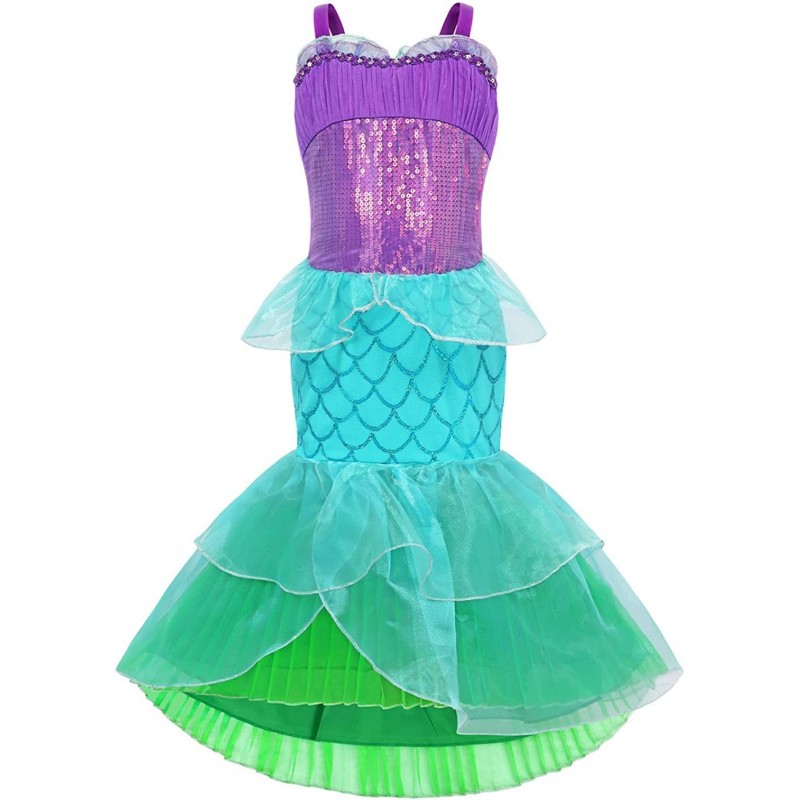 Little Girls Mermaid Costume Dress Up Halloween Fancy Party Cosplay Princess Mermaid Outfit Dress $50.18 Kids' Costumes