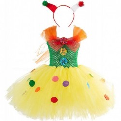 Circus Clown Girl Costume Handmade Tutu Dress Kids Funny Role Play Halloween Christmas Carnival Outfits w/Hair Hoop $23.58 Ki...