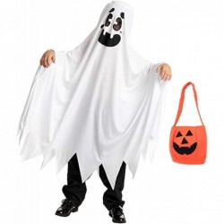 Cute Halloween Ghost Costumes for Girls Boys White Smile Toddler Halloween Costume with Pumpkin Candy Basket Kids Ghost Cape ...