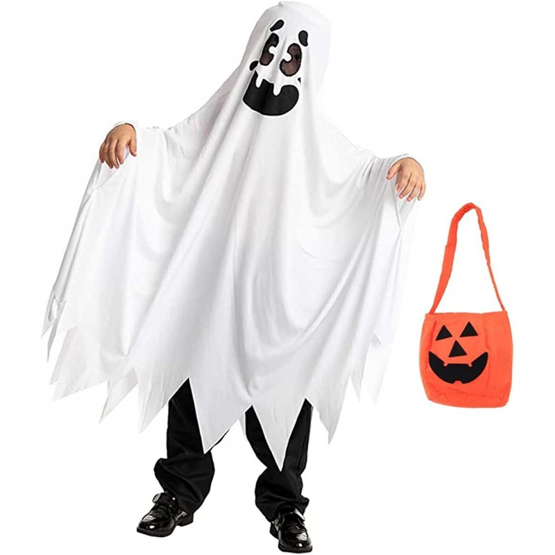 Cute Halloween Ghost Costumes for Girls Boys White Smile Toddler Halloween Costume with Pumpkin Candy Basket Kids Ghost Cape ...