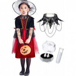 Girl's Vampire Costume Royal Halloween Elegant Retro Dress Gothic Punk Style Necklace Vampire Fangs Teeth with Pellets $43.19...