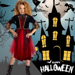 Girl's Vampire Costume Royal Halloween Elegant Retro Dress Gothic Punk Style Necklace Vampire Fangs Teeth with Pellets $43.19...