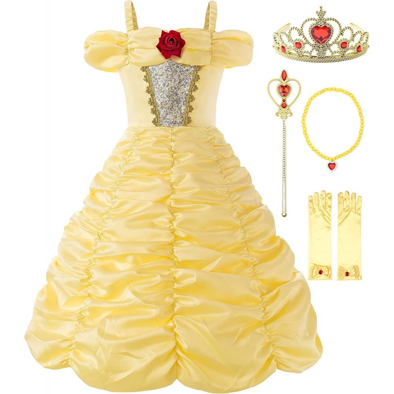 Girls Princess Layered Dress Off Shoulder Sequin Costume with Accessories $67.60 Kids' Costumes