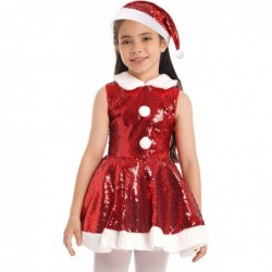 Big Girls Christmas Outfit Sequins Figure Ice Roller Skating Ballet Dance Leotard Dress with Hat Arm Sleeves $30.64 Kids' Cos...