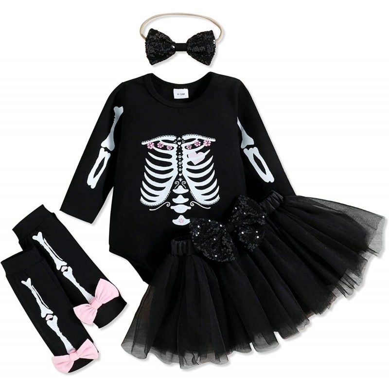 Baby Girls Halloween Outfit Set Cute Tutu Dress with Funny Print Onesies 3Pcs Clothing Set $29.26 Kids' Costumes