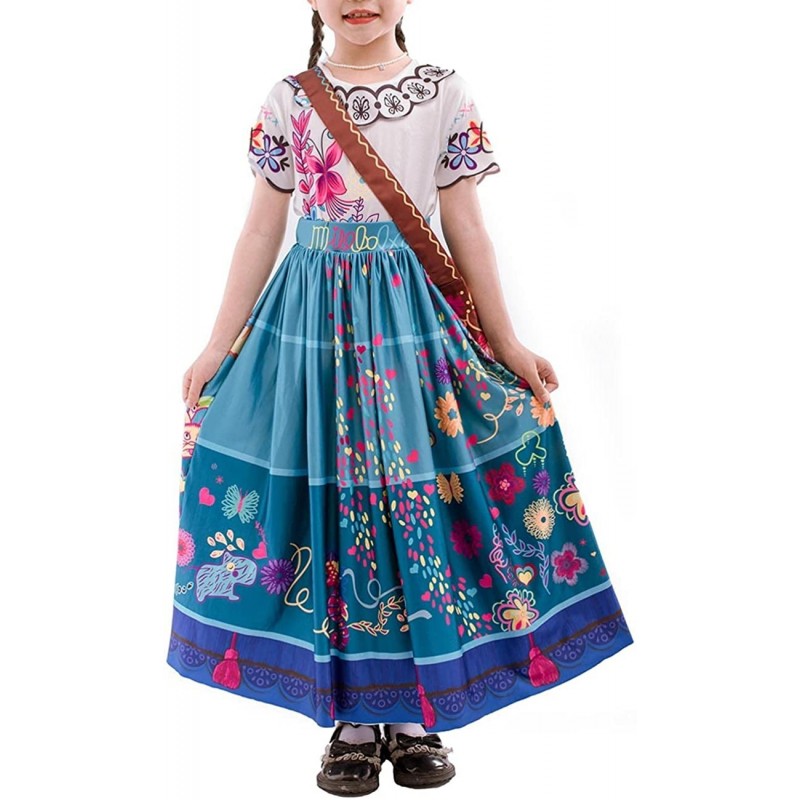 Mirabel Isabella Costume Dress For Girls Cosplay Madrigal Princess Halloween Dress Up With Bag $44.00 Kids' Costumes