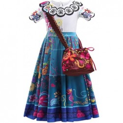 Mirabel Isabella Costume Dress For Girls Cosplay Madrigal Princess Halloween Dress Up With Bag $44.00 Kids' Costumes