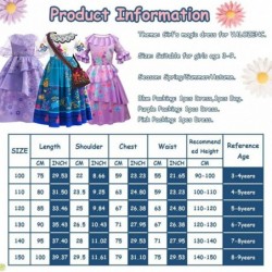 Mirabel Isabella Costume Dress For Girls Cosplay Madrigal Princess Halloween Dress Up With Bag $44.00 Kids' Costumes