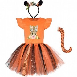 Girls Tiger Costume Halloween Tutu Dresses Flutter Sleeve Outfits Party Clothes with Ears Headband&Tail $49.67 Kids' Costumes