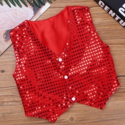 Girls' Boys' Glittery Sequined Vest Jacket Hip-Hop Street Dance Wear Stage Performance Waistcoat $14.21 Kids' Costumes