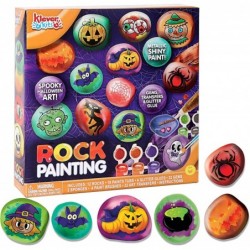 12 Halloween Rock Painting Kit for Kids Creativity Arts Crafts DIY Supplies Kit with 18 Paint Tubs Decorate Your Own for Kids...