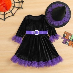 Toddler Girl Halloween Outfit Velvet Long Sleeve Tutu Dress with Hat Little Girl Party Dresses $18.95 Kids' Costumes