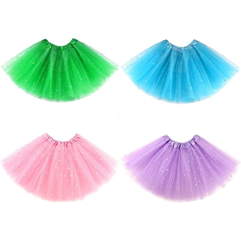 4 Pack Little Girls Tutu Skirts Stars Sequins Ballet Dance Tulle Tutu for Halloween Birthday Princess Dress Up Costume Party ...