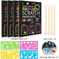 4 Pack Scratch Arts Drawing Notebook for Kids Drawing Pad Large Rainbow Scratch Drawing Paper Set for Kids Art Supplies (with...