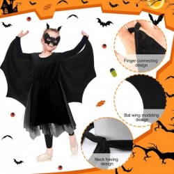 5 Pcs Halloween Bat Wings Costume Accessory Include Vampire Cape Bodysuit Bat Eye Mask Bat Hair Clips Dress up Accessories fo...