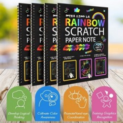 4 Pack Scratch Arts Drawing Notebook for Kids Drawing Pad Large Rainbow Scratch Drawing Paper Set for Kids Art Supplies (with...