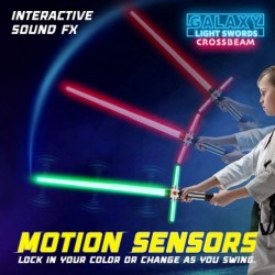 Crossbeam Galaxy Light Up Saber for Kids or Adults - 2-in-1 LED Dual Light Swords Set with FX Sound 6 Color-Changing LEDs Mot...