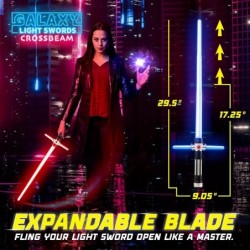 Crossbeam Galaxy Light Up Saber for Kids or Adults - 2-in-1 LED Dual Light Swords Set with FX Sound 6 Color-Changing LEDs Mot...