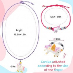 24 Pcs Little Girl Jewelry Set Kids Unicorn Necklace Cute Woven Bracelet Ring for Friend Owl Pretend Dress up Party Favor(Viv...