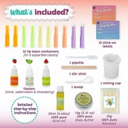 Kids Lip Balm Making Craft Kit with Natural Ingredients - Makes a Great Girls Lip Gloss Set - Great Birthday Gifts for 8 9 10...