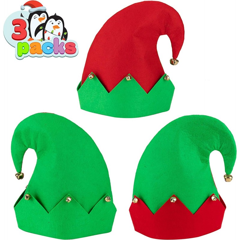 3 Packs Christmas Elf Felt Hat Christmas Holiday Party Hats featuring One size fits most unisex hats for Jingle Bells Kids Te...