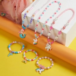 Bling Bling Unicorn Chunky Bubblegum Necklace Unicorn Fashion Beads and Bracelet Set Kids Toddler Dress Up Jewelry-Style1 (St...