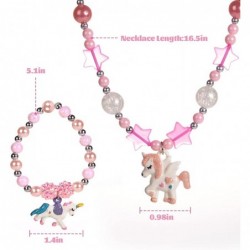 Bling Bling Unicorn Chunky Bubblegum Necklace Unicorn Fashion Beads and Bracelet Set Kids Toddler Dress Up Jewelry-Style1 (St...