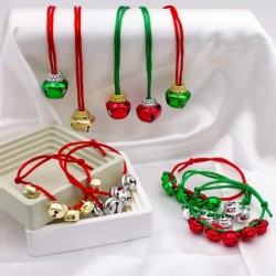 Christmas Bell Necklaces Believe Bell Necklaces Christmas Necklace and Bracelet Set Adjustable Christmas Bell Bracelet Red an...