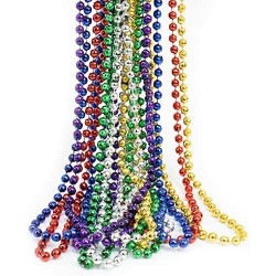 12 pack of 33" Mardi Gras Beads Necklace Assorted Metallic Colors Disco Ball Beaded Necklaces Mardi Gras Throws St Patrick's ...