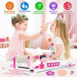 Princess Dress Up Accessories Toys for Girl Washable Kid Make Up Kit 26PCS Princess Jewelry Toys Dress Up Pretend Play Real M...